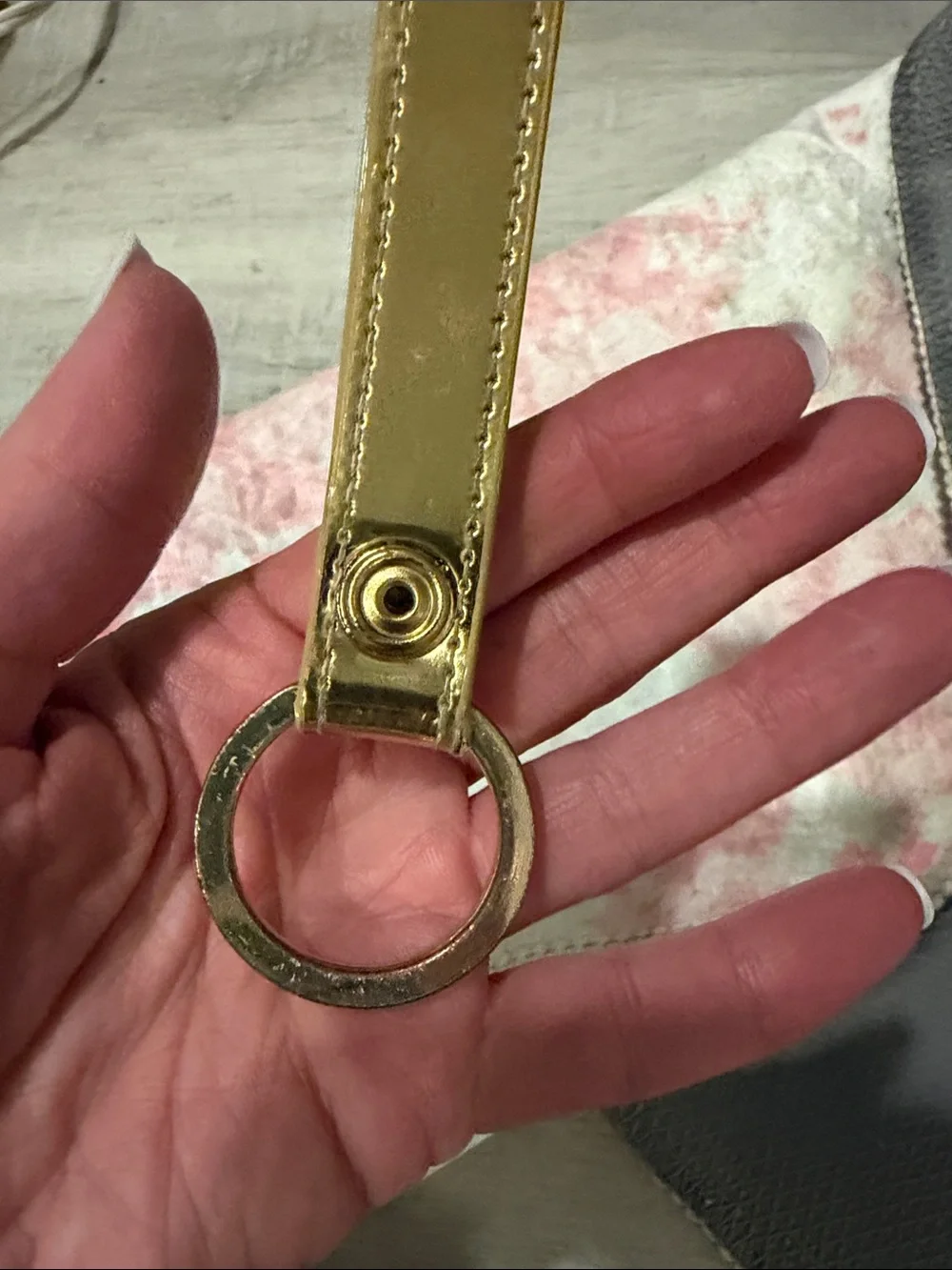 Marc Jacobs Metallic Gold Leather Key Ring Strap